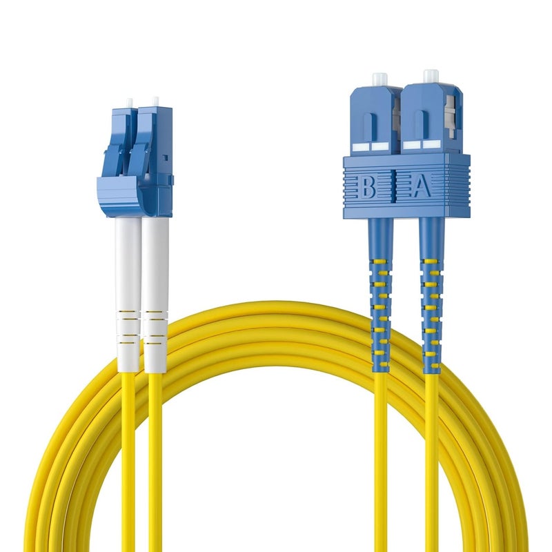 ipolex OS2 SC to LC Fiber Patch Cable Single Mode Duplex - 3m (10ft) - 10Gb/Gigabit Fiber Optic Cable Cord Jumper- LSZH 9/125Î¼m, SMF, Yellow - Image 1